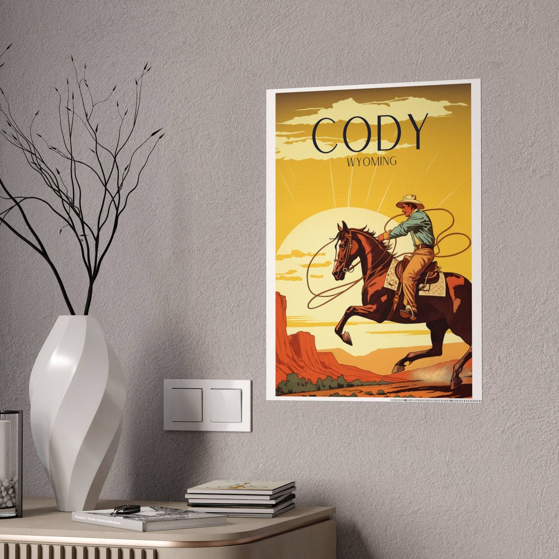 Cowboy Art Deco Travel Poster, Western Gift - Image 5