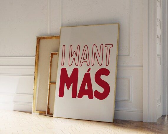 I Want Mas Affirmation Quote Modern Minimalist Beige Typography Poster