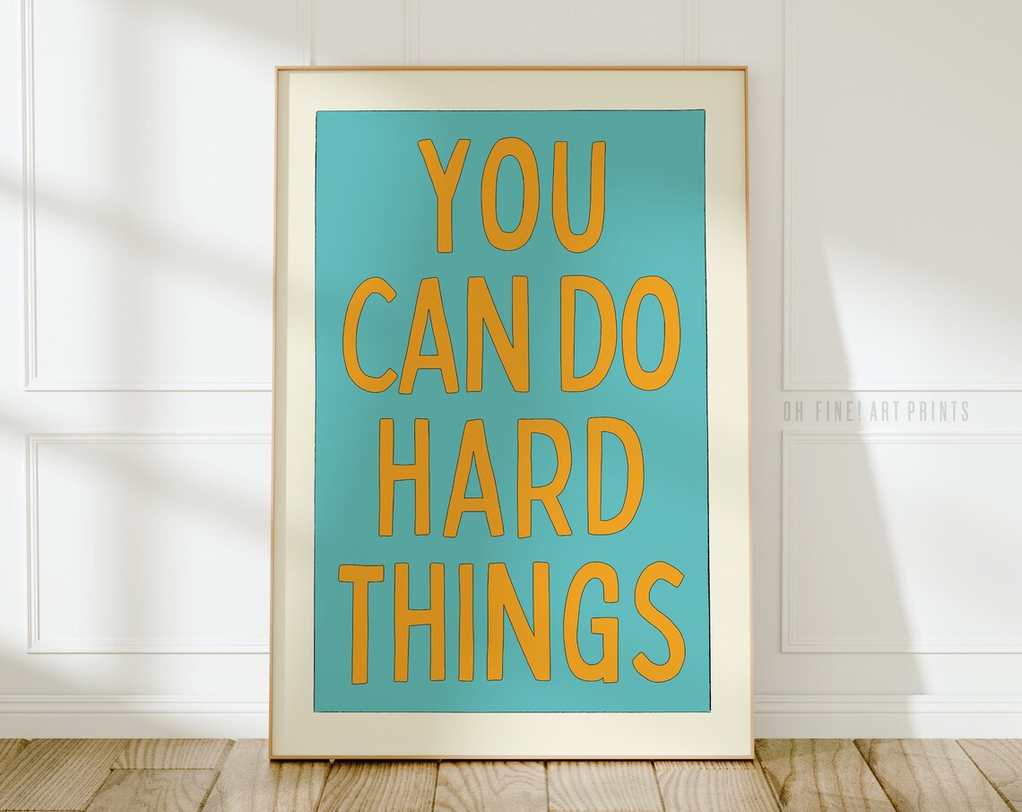 You Can Do Hard Things Retro Classroom Quote Poster