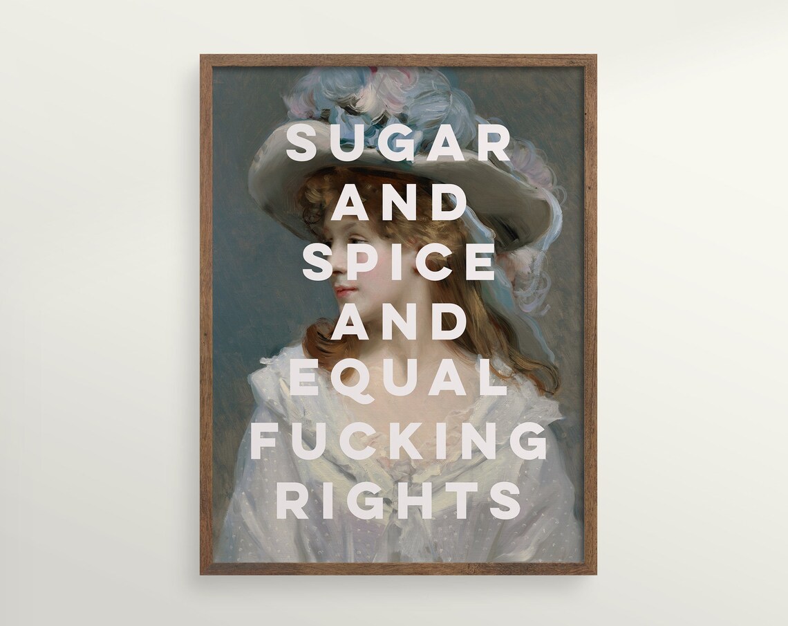 Inspirational Feminist Wall Art Equal Fcking Rights Funny Quote Poster Print Rude Gift For Her Eclectic Vintage Aesthetic Room Decor