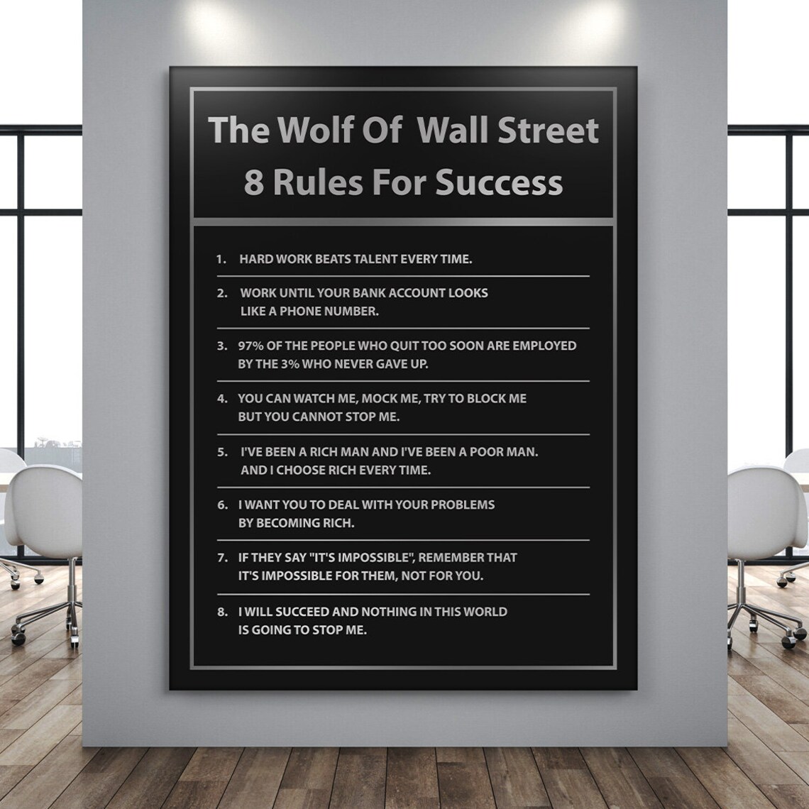 Wall Street 8 Rules For Success Motivational Art Print