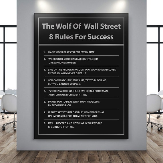 Wall Street 8 Rules For Success Motivational Art Print