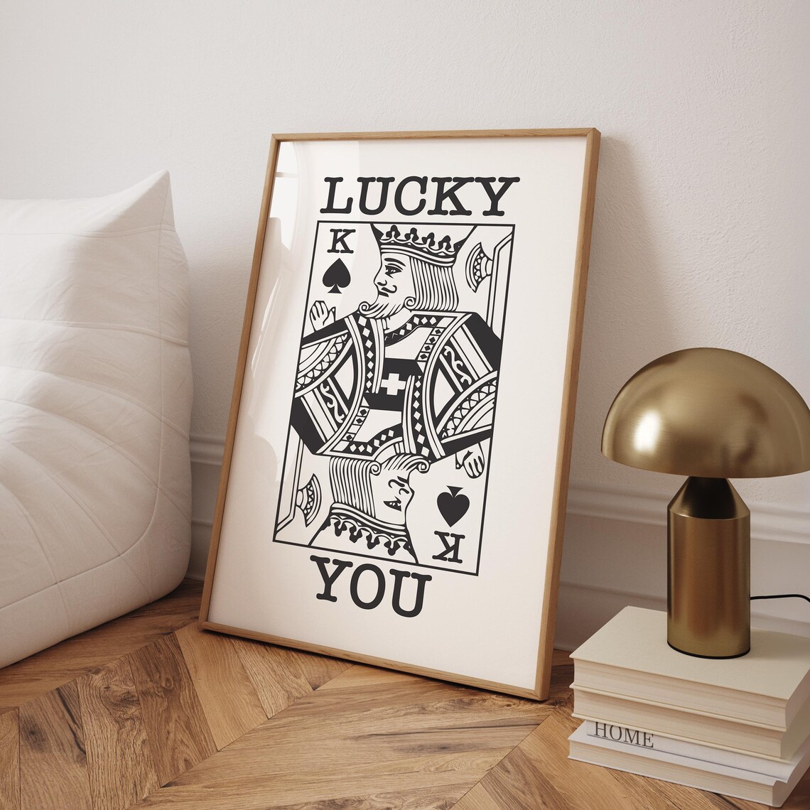 Lucky You King Of Spades Black White Retro Card Game Room Wall Poster