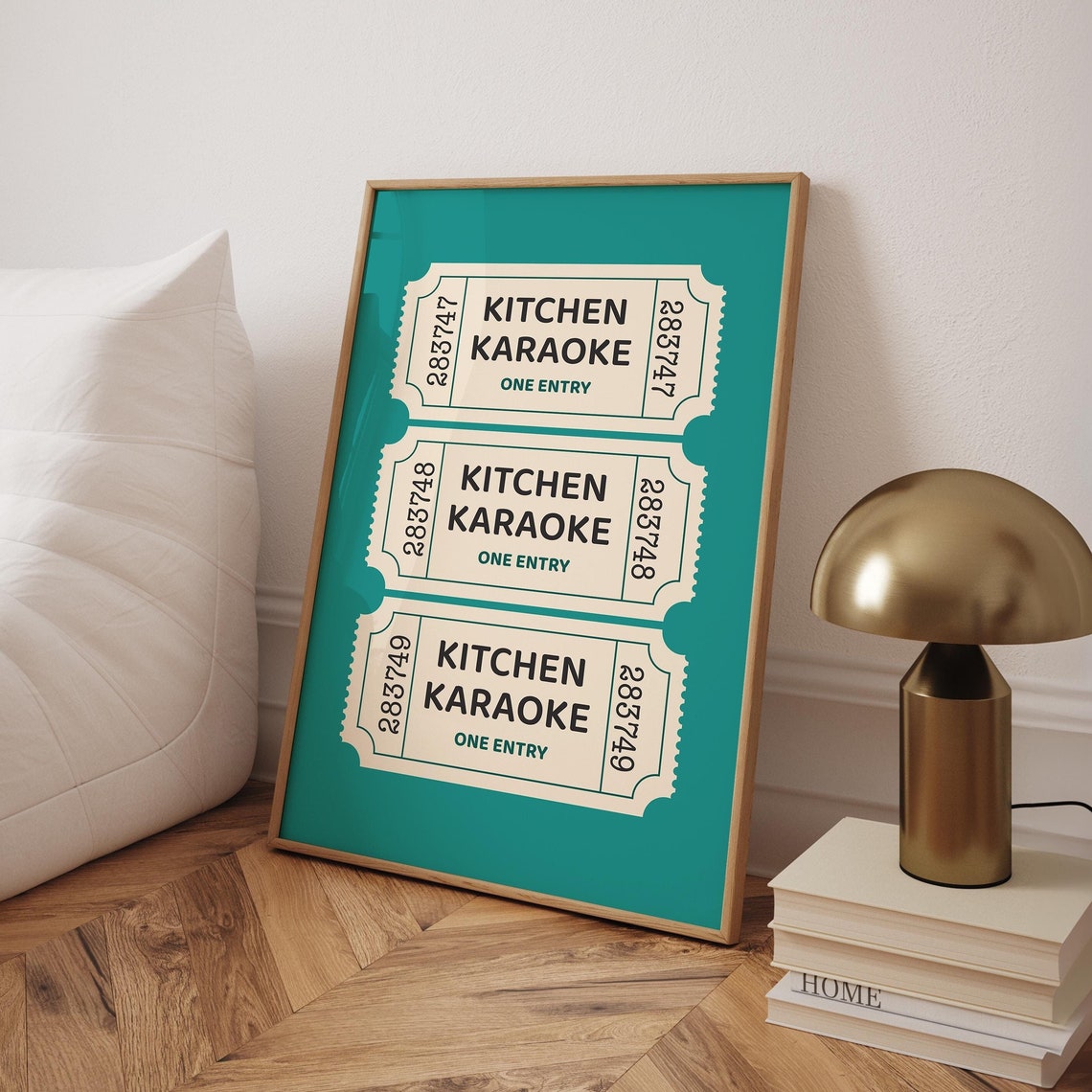 Kitchen Karaoke Ticket One Entry Teal Retro Home Decor Poster