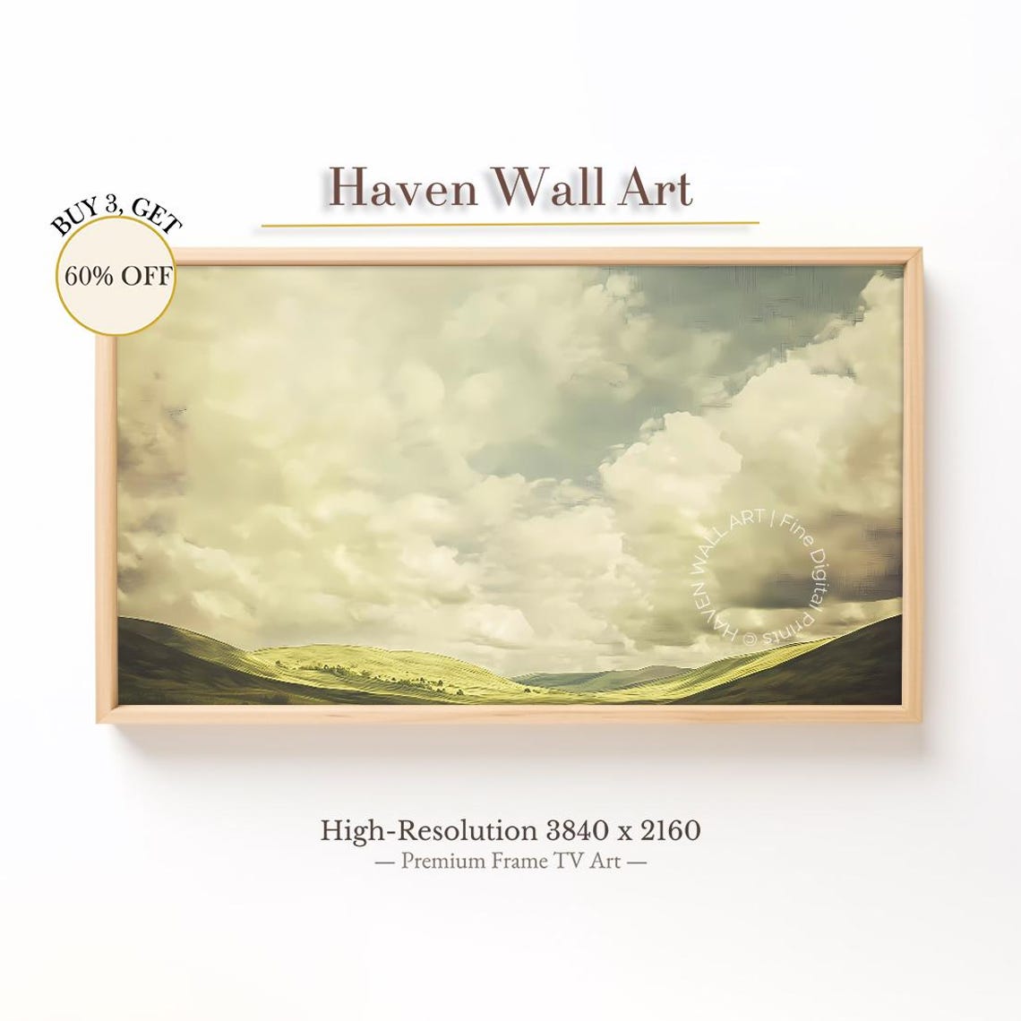 Rolling Green Valley Cloudy Sky Pastoral Spring Landscape Poster