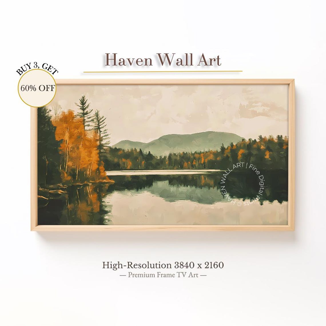Quiet Autumn Lake Mountain Reflection Muted Fall Landscape Poster