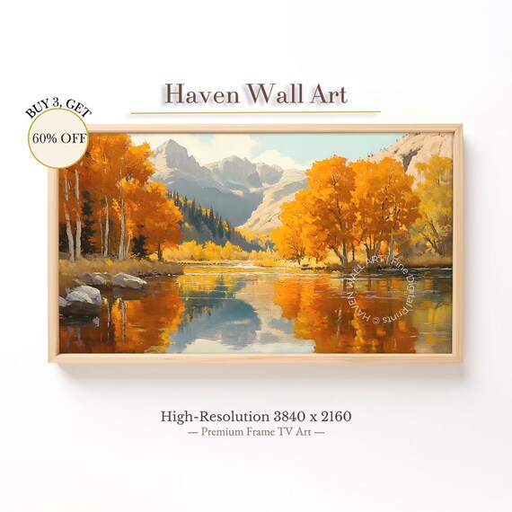 Glowing Golden Aspen Trees By A Still Alpine Lake Painting Poster
