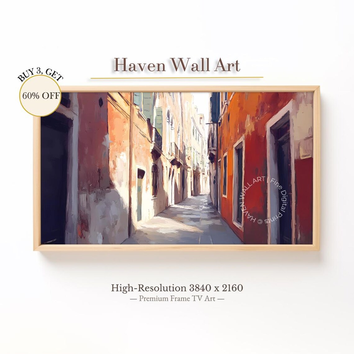 Italian Alley Warm Sunlit Old European Street Scene Travel Poster