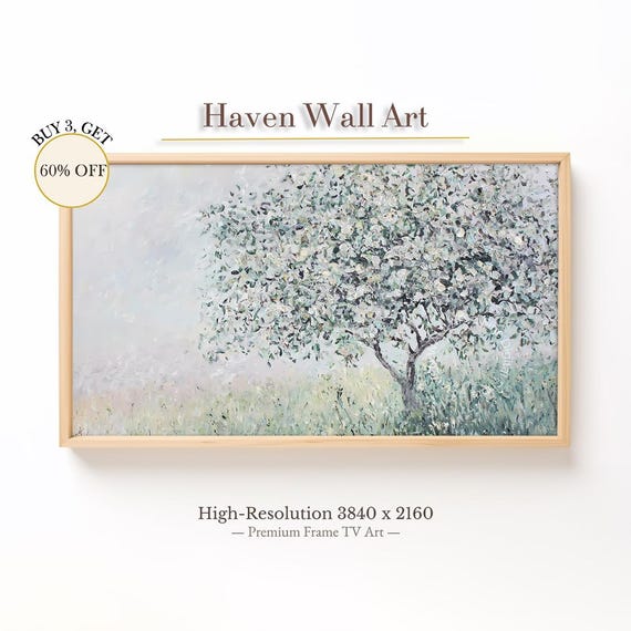Impressionist Spring Tree Frame Tv Art Textured Oil Landscape Wallpaper Tsl075