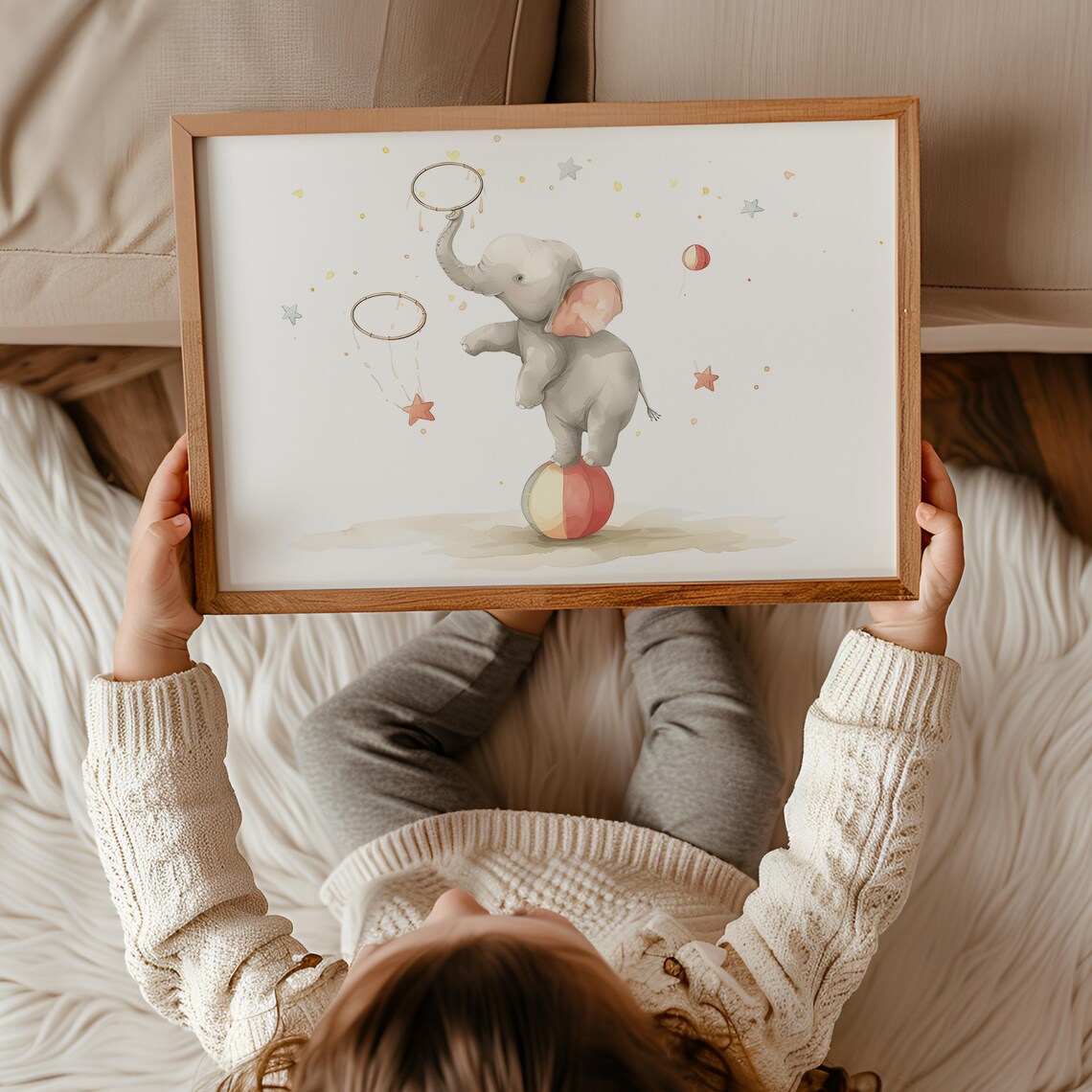 Whimsical Circus Elephant Watercolor Art Print, Nursery Decor - Image 3