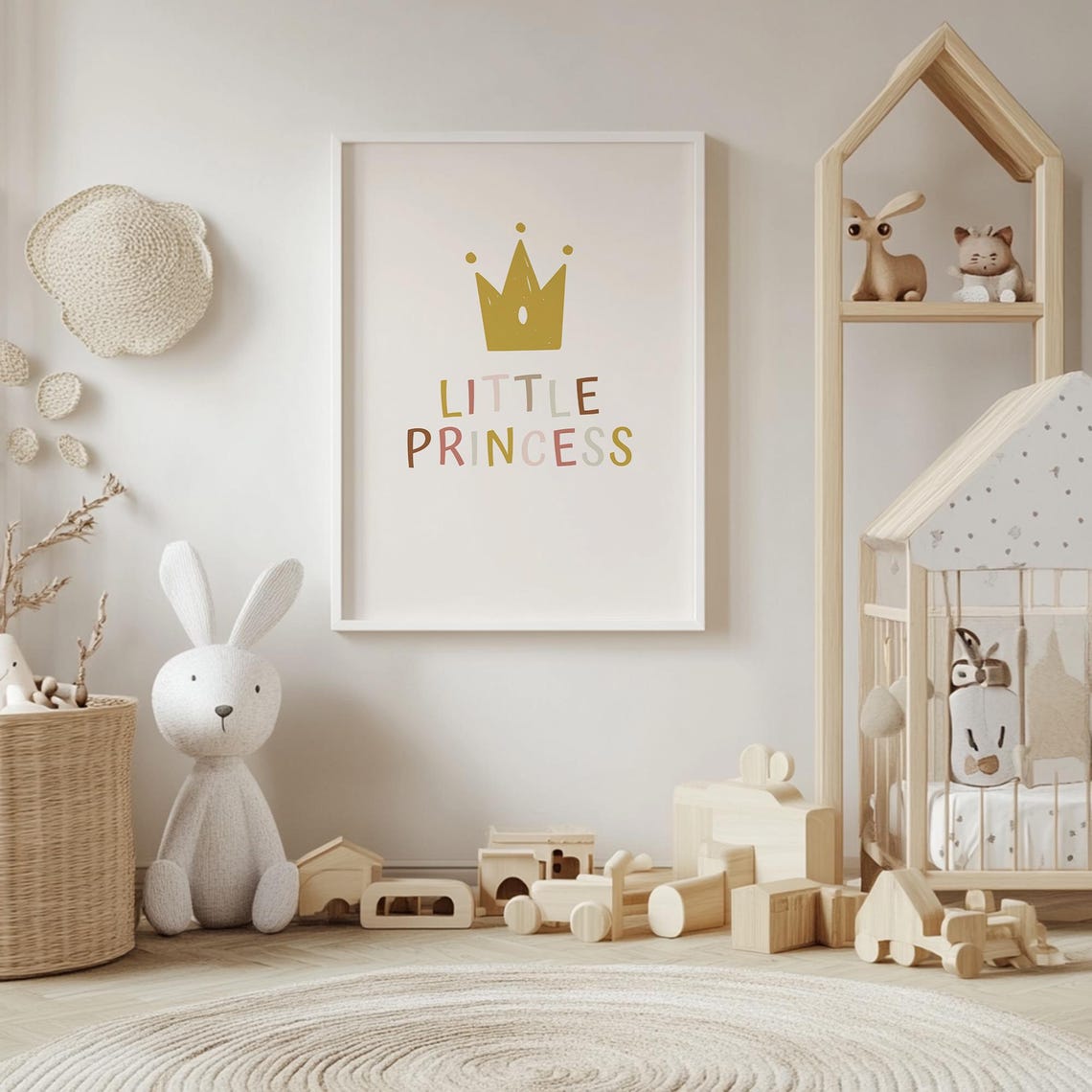 Little Princess Elegant Gold Crown Minimalist Nursery Poster - Image 4