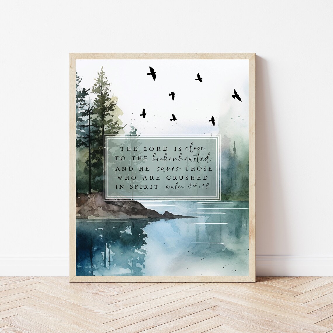 Psalm 34:18 Scripture Art Print, Bible Verse