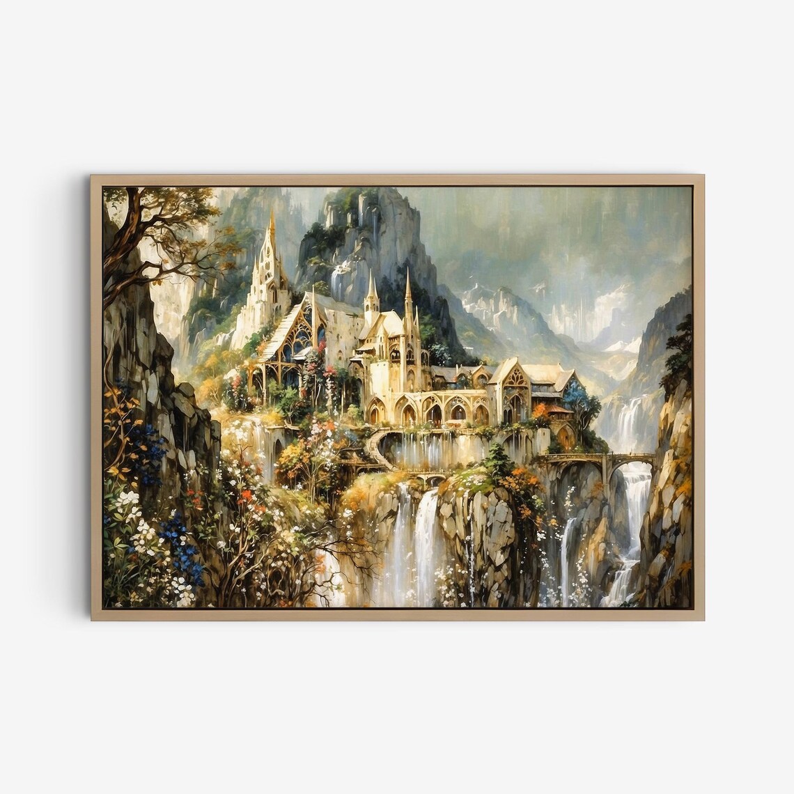 Rivendell Watercolor Art Print, Lord of the Rings