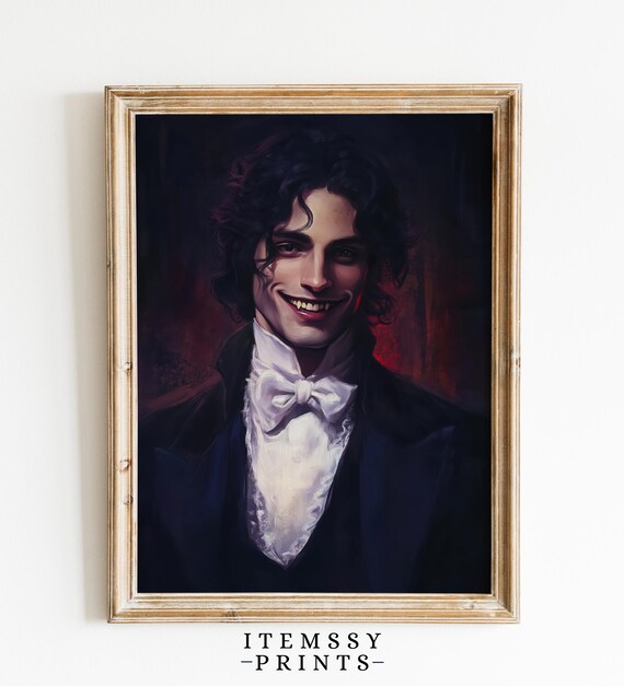 Dark Gothic Vampire Portrait Victorian Gentleman Dark Academia Print