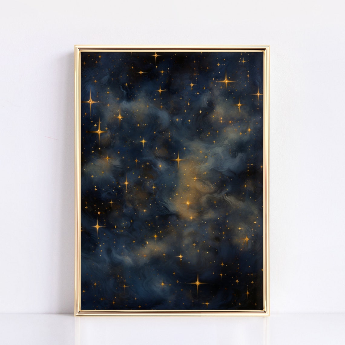 Navy Blue Night Sky Full of Golden Stars Celestial Dream Print - Image 3