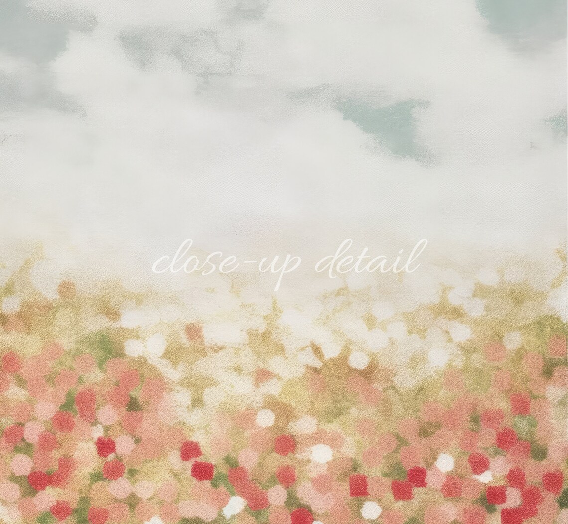 Soft Impressionist Wildflower Field Pale Sky Floral Art Poster - Image 2