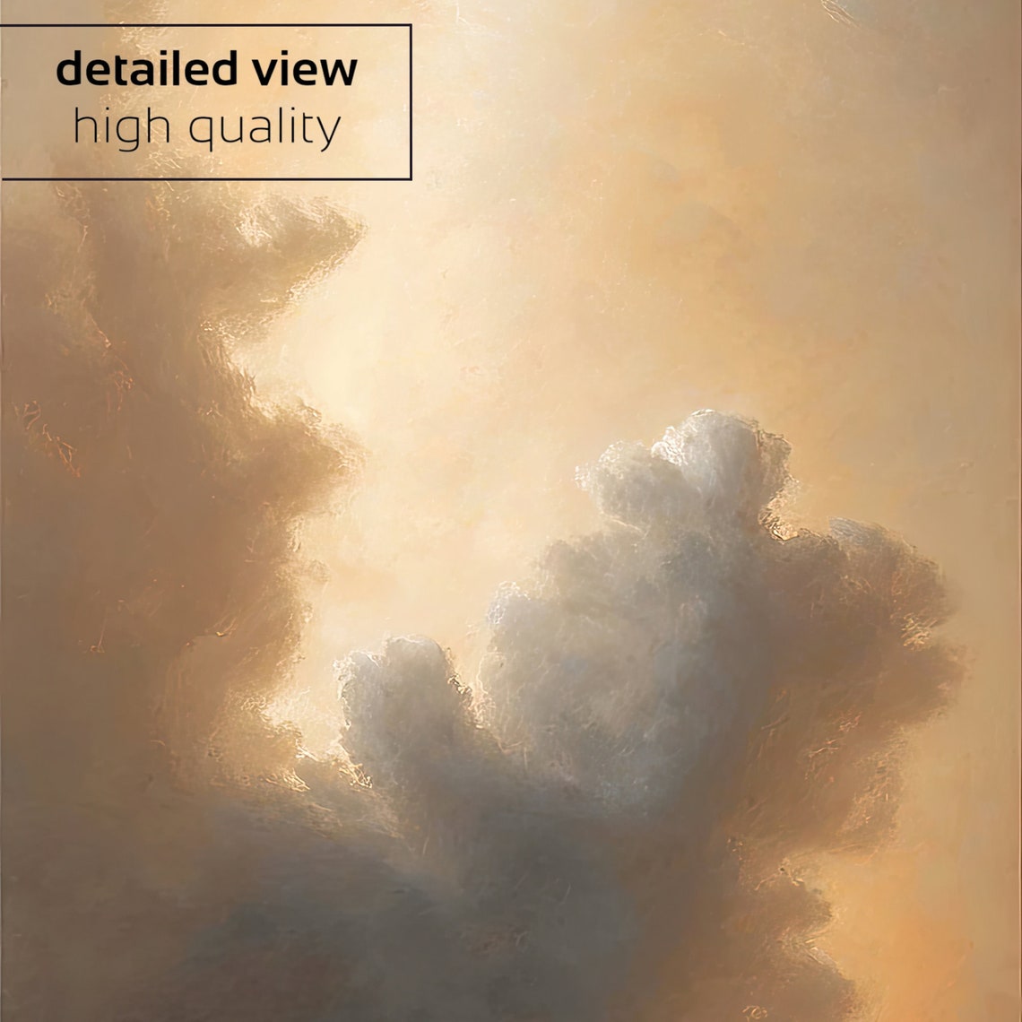 Golden Cloud Study Warm Abstract Sky Oil Painting Art Poster - Image 2