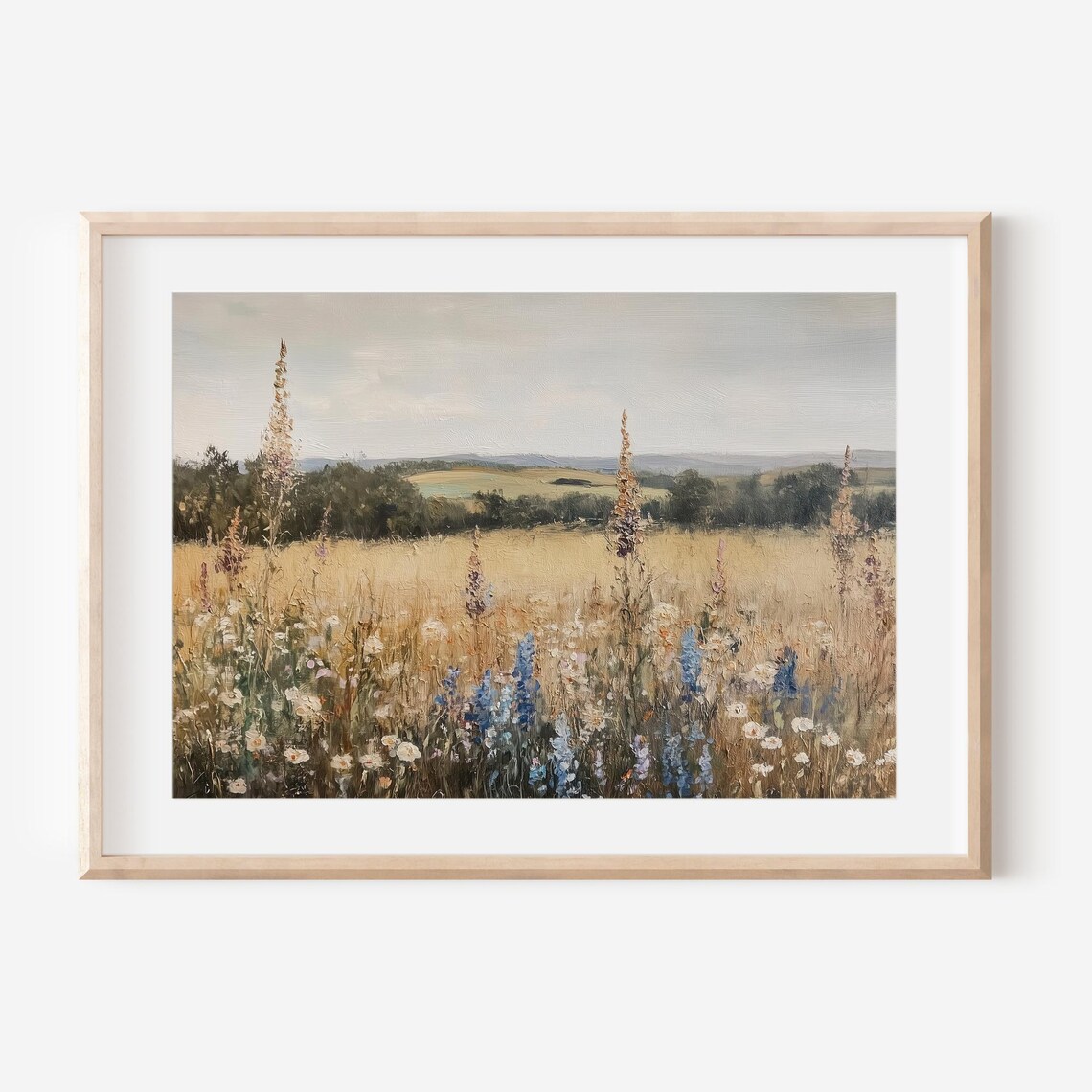 Wildflower Field Golden Meadow Vintage Landscape Oil Painting Poster - Image 3