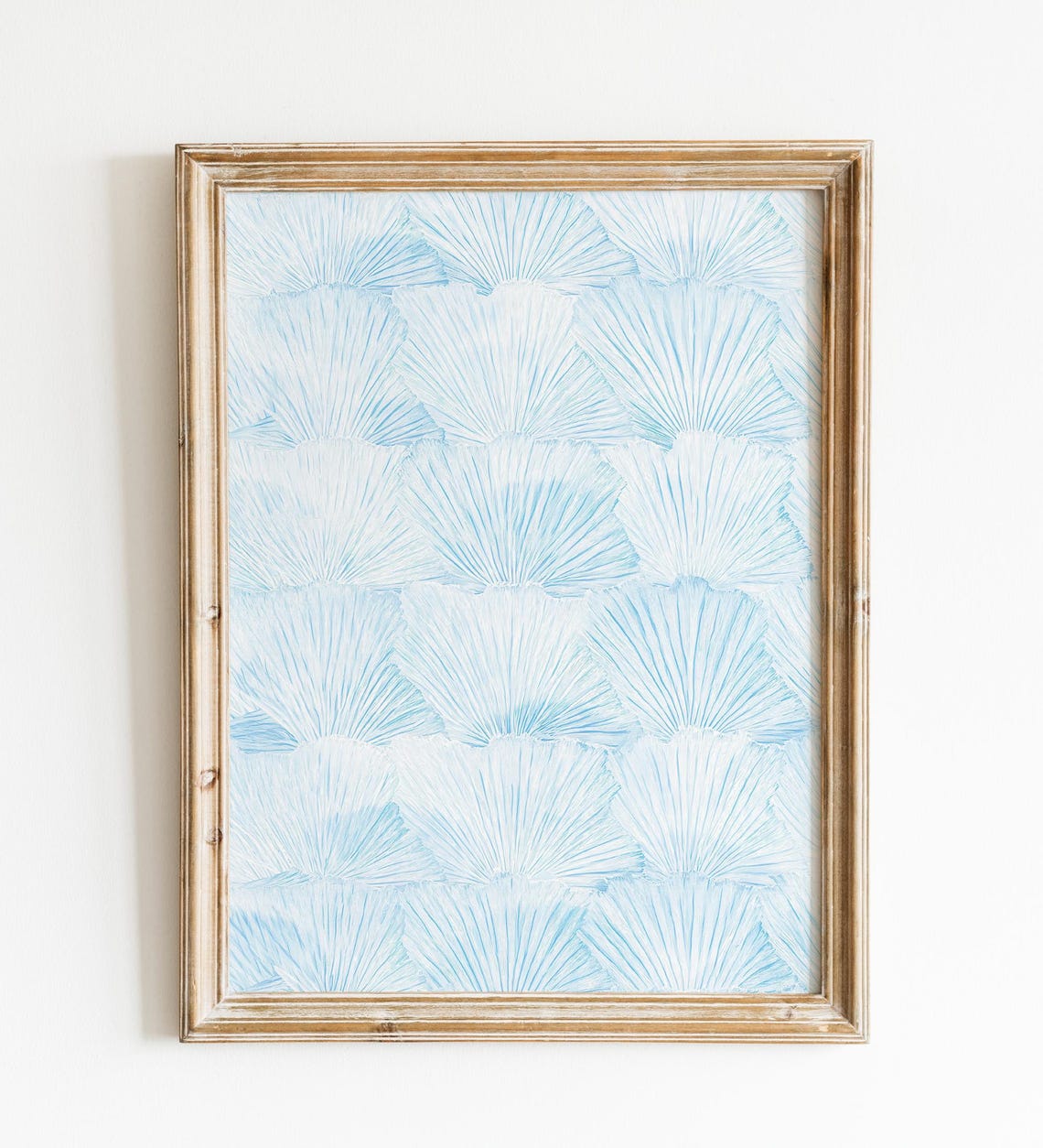 Soft Blue Scallop Shell Pattern Airy Coastal Watercolor Poster