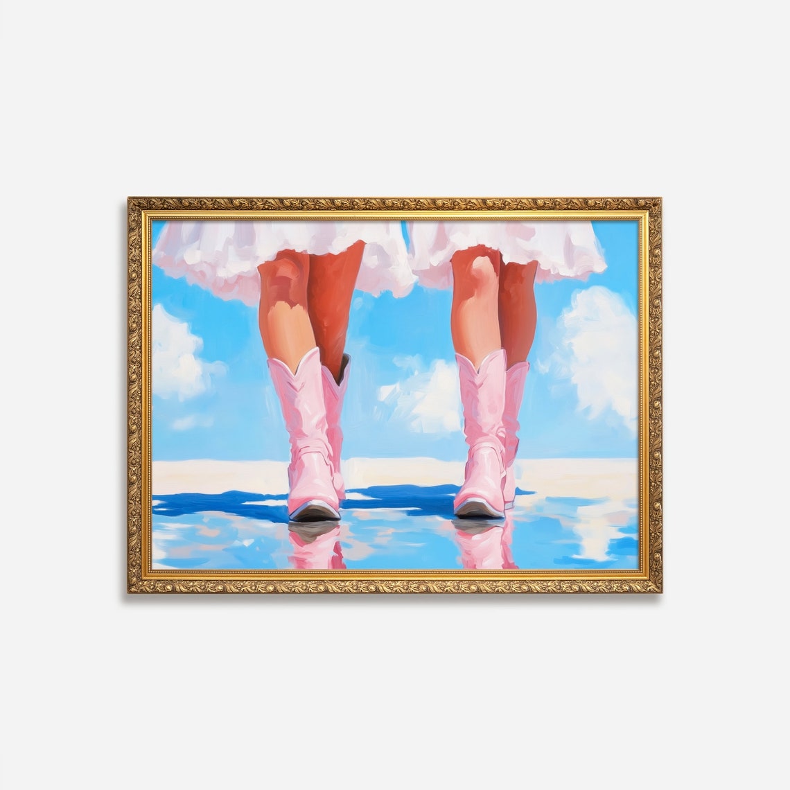 Coastal Cowgirl Poster Print Trendy Boots Decor Preppy Cowgirl Dorm Room Art Girly Aesthetic In Blue And Pink - Image 3