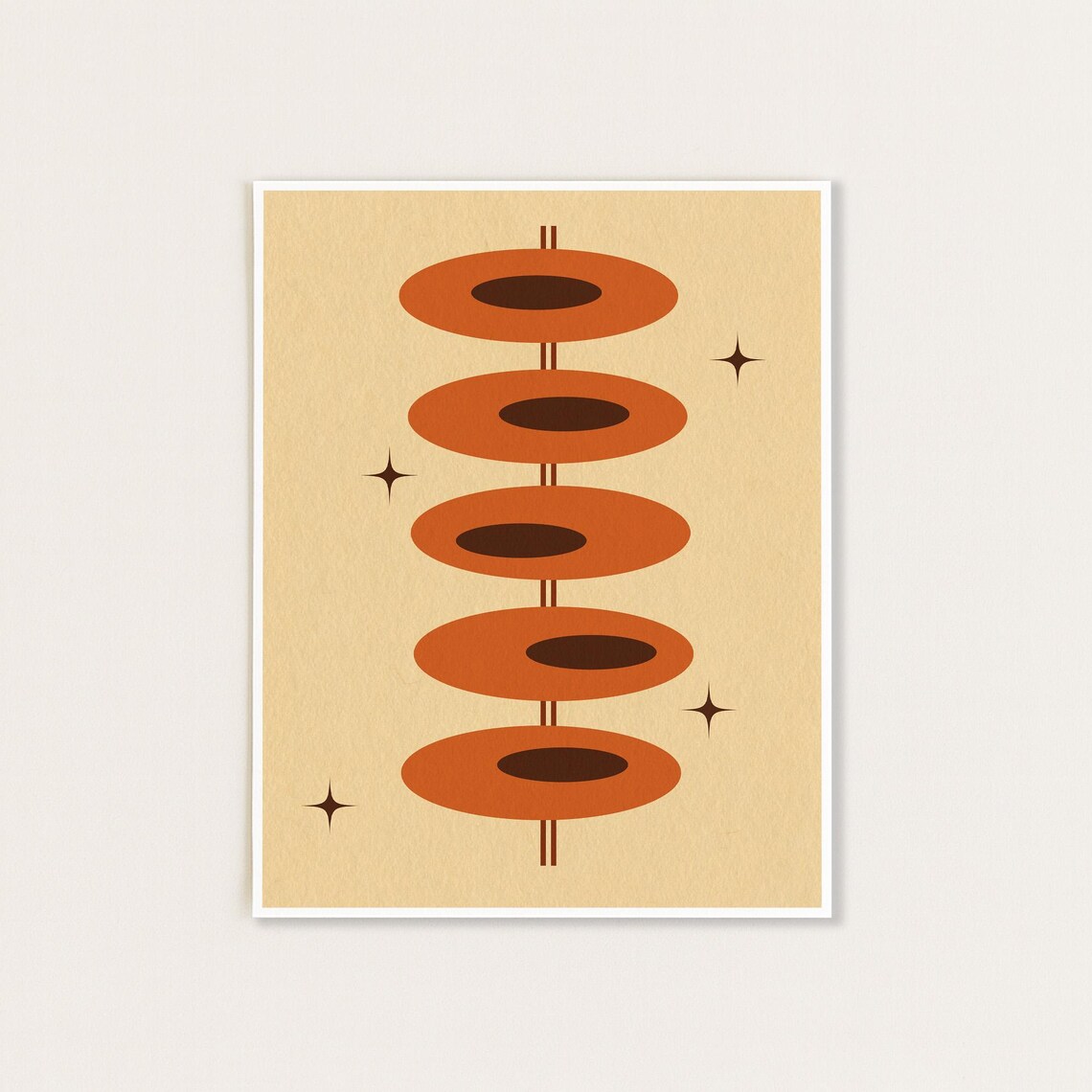 Mid Century Star and Oval Print, Retro Wall Art