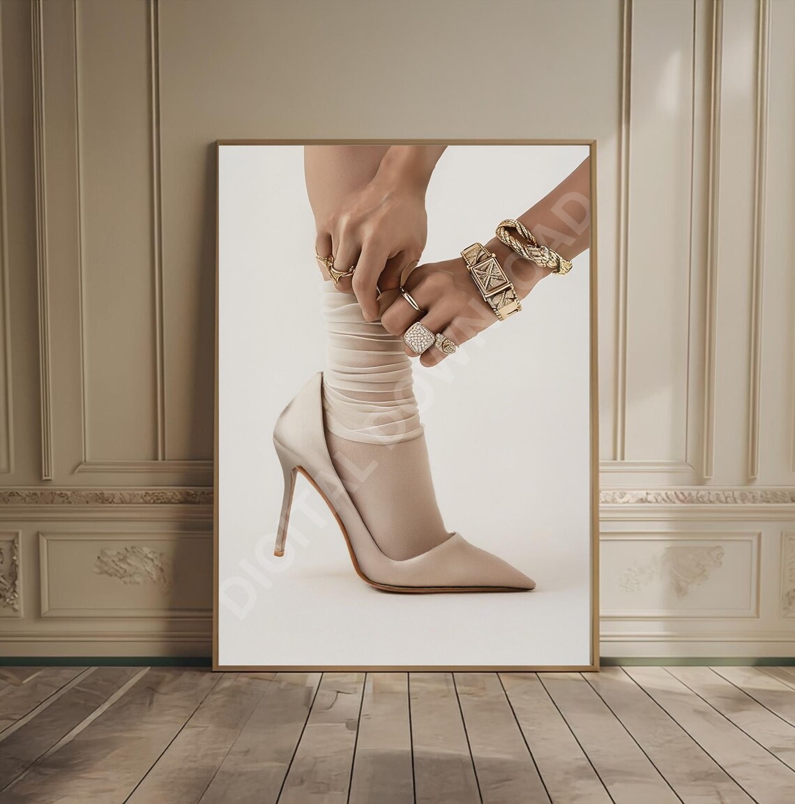 Elegant Nude Stiletto Heel Fashion Photography Minimalist Poster