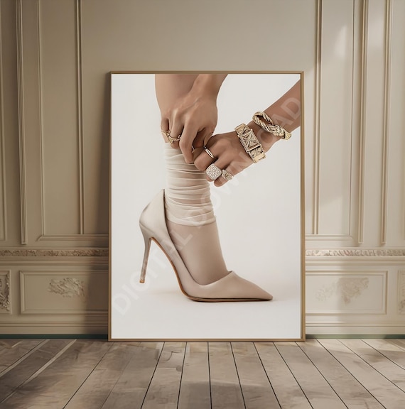 Elegant Nude Stiletto Heel Fashion Photography Minimalist Poster