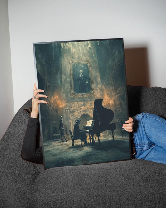 Haunted Recital Art Print, Gothic Piano Concert