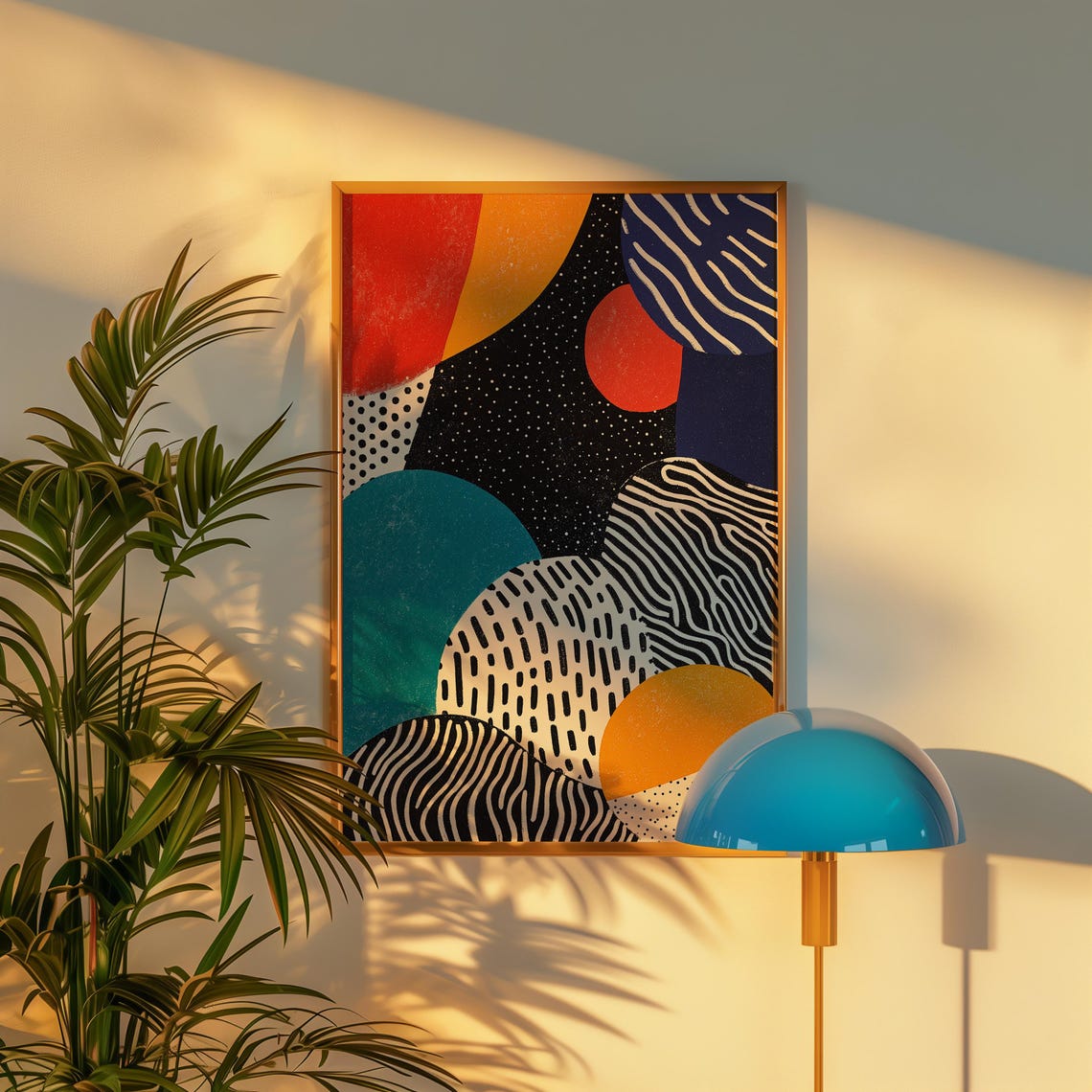 Bold Retro Geometric Shapes Memphis Colorful Abstract Pattern Poster - Image 4
