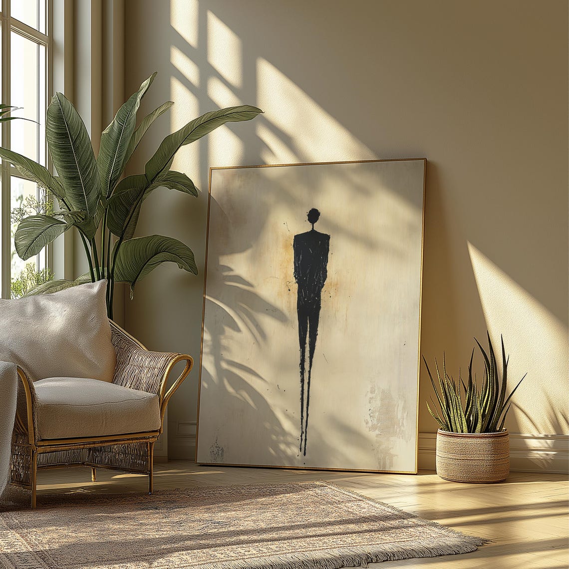 Lone Ink Figure Silhouette Minimalist Black Abstract Expression Poster - Image 2