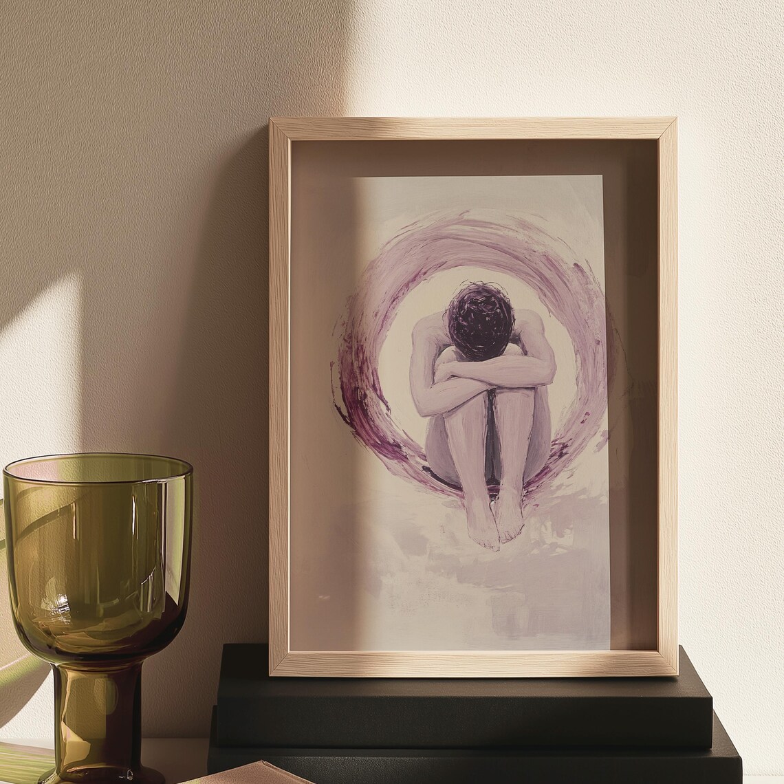 Violet Solitude Minimalist Emotional Figure Purple Brushstroke Poster - Image 4