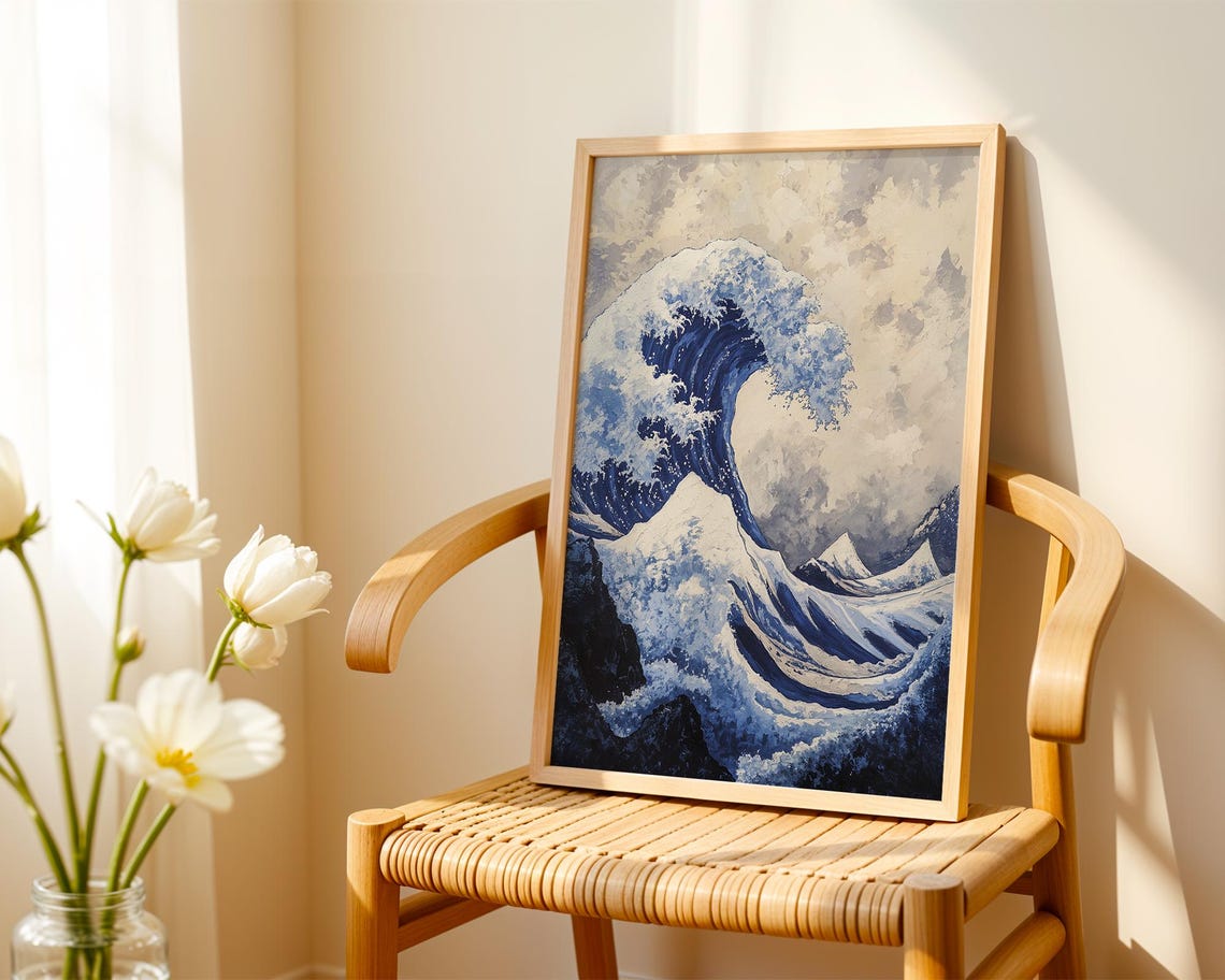 Towering Blue Great Wave Japanese Ocean Mount Fuji Art Poster - Image 2