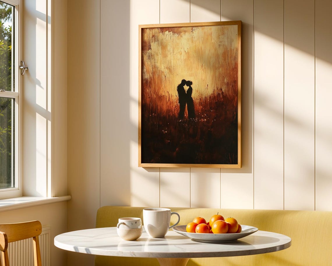 Golden Wheat Field Couple Kiss Romantic Sunset Love Wall Poster - Image 4