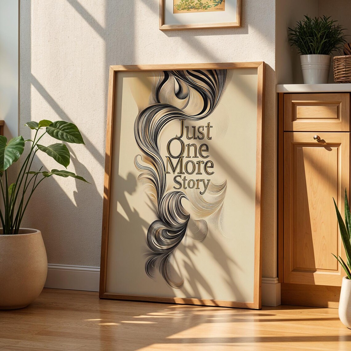 Just One More Story Elegant Typography with Flowing Ink Swirls Poster