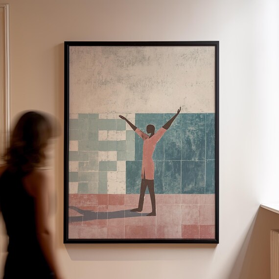 Celebratory Silhouette Art Print Abstract Joyful Figure Modern Minimalist Wall
