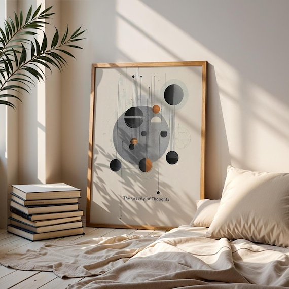 Abstract Cosmic Art Print Modern Geometric Space Poster Minimalist Scifi Wall Decor Futuristic Thoughtful Artwork