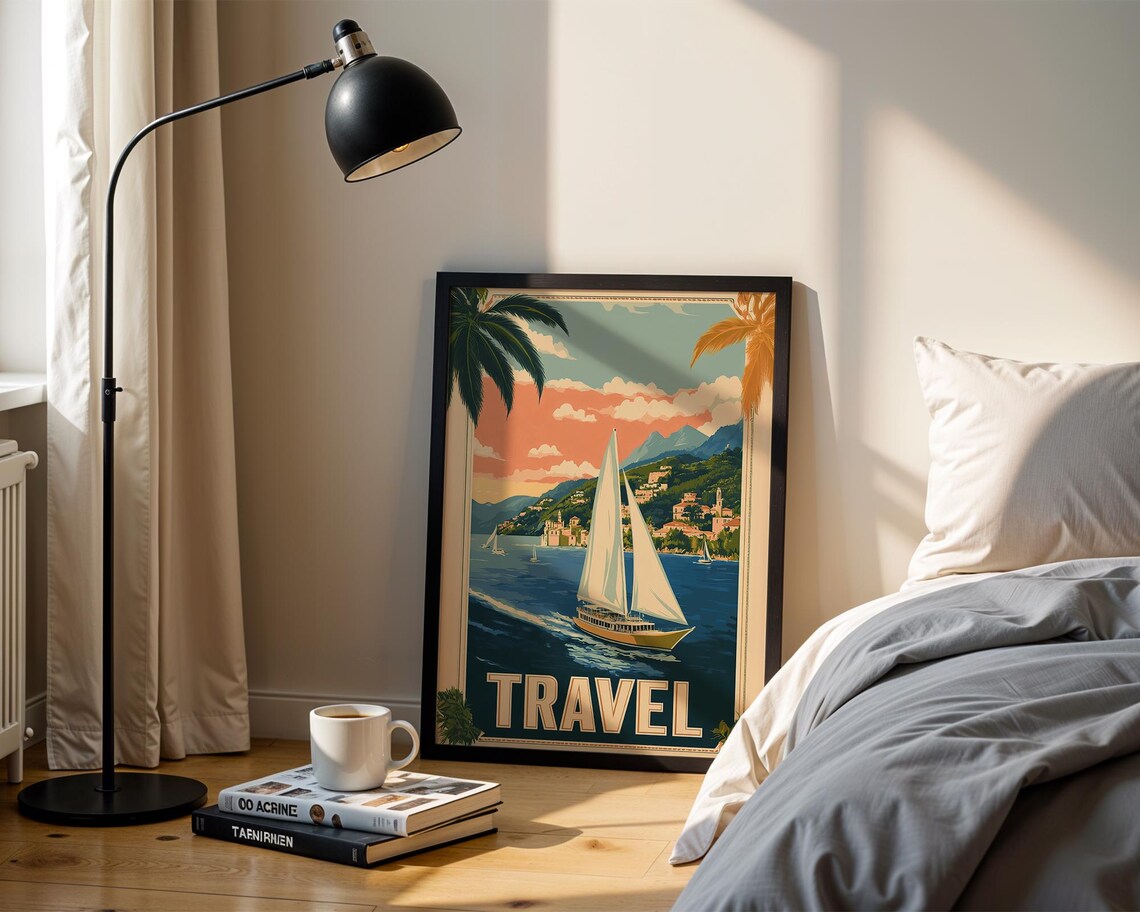 Vintage Coastal Sailing Mediterranean Seaside Travel Art Poster - Image 4