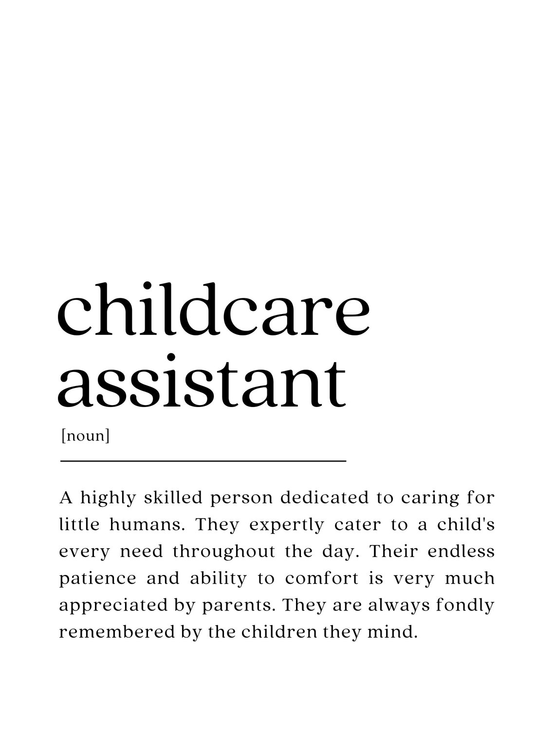 Childcare Assistant Definition Art Print, Thank You Gift - Image 2
