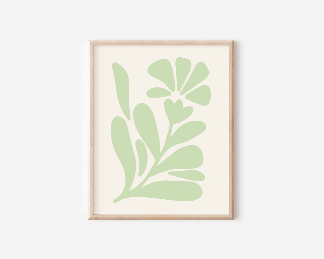 Green Pastel Botanical Flowers, Danish Pastel Art Print - Image 2