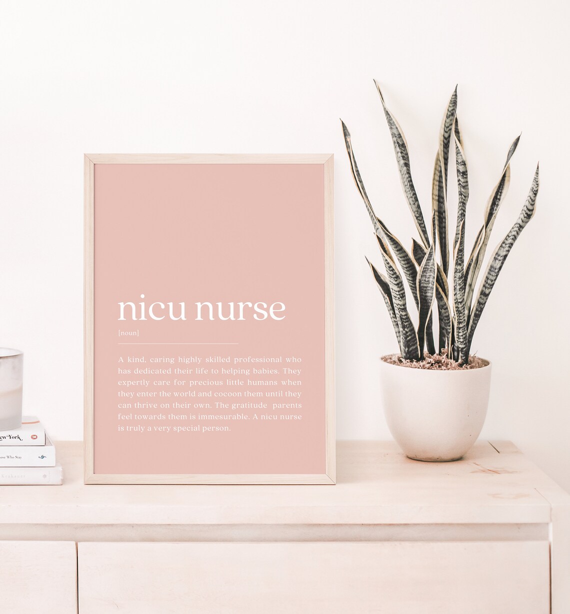 NICU Nurse Dictionary Definition Blush Pink Typography Gift Poster - Image 2