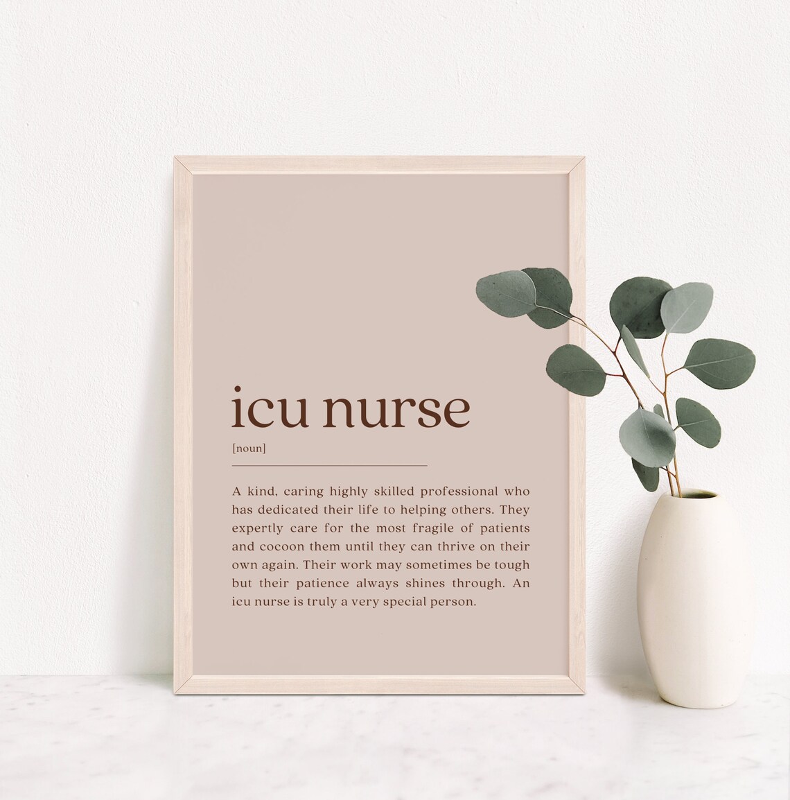 ICU Nurse Dictionary Definition Beige Minimalist Appreciation Poster