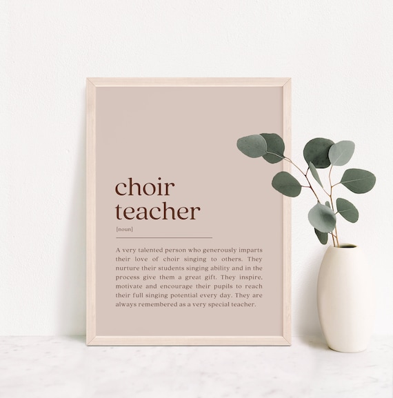 Choir Teacher Dictionary Definition Appreciation Gift Poster in Beige