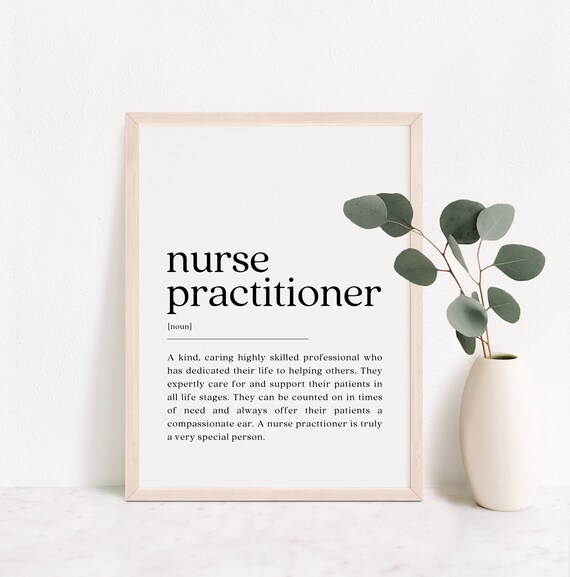 Nurse Practitioner Dictionary Definition White Minimalist Gift Poster