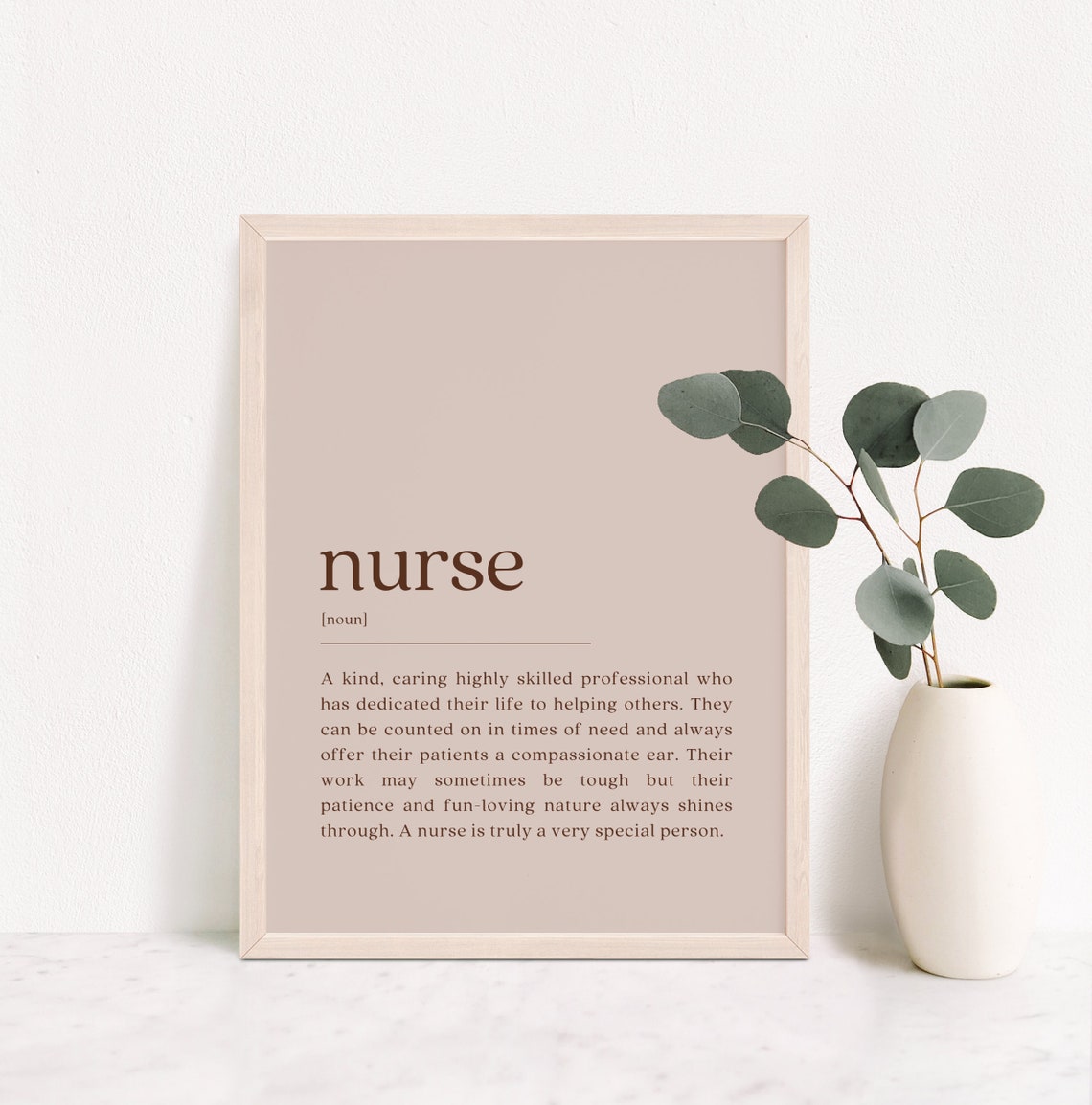 Nurse Definition Quote Art Print, Office Decor