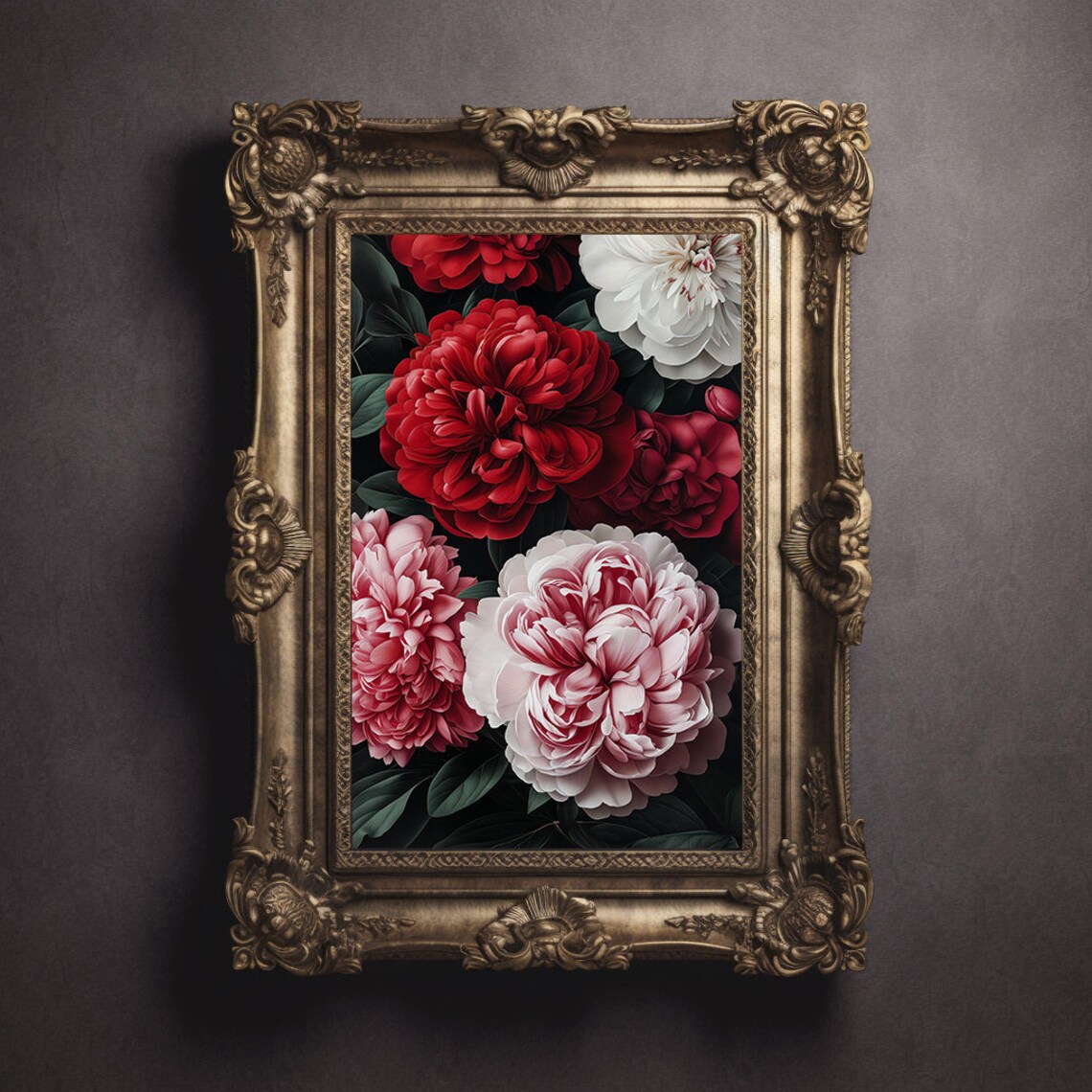 Antique Peony Art Print, Moody French Botanical - Image 3