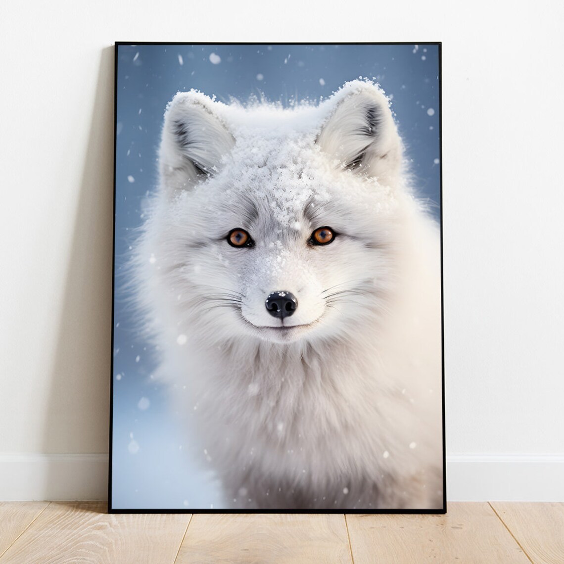 White Fox Wall Art, Arctic Fox Winter Poster