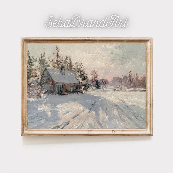 Rustic Cottage In Deep Snow Impressionist Winter Landscape Art Poster