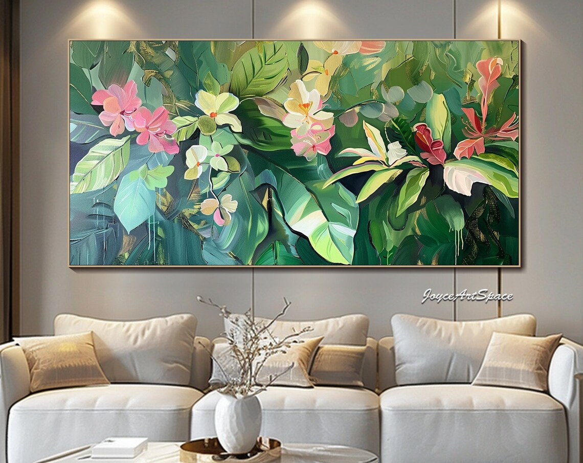 Abstract Green Plants, Modern Spring Wall Art Print