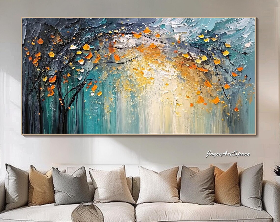 Abstract Oil Painting Tree Art Print, Boho Decor