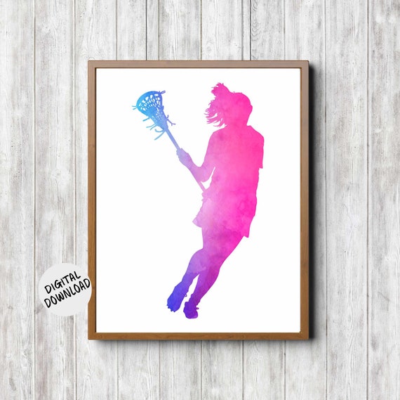 Lacrosse Woman Wall Art Picture Teen Girl Sport Room Decor Female Sport Poster Gift